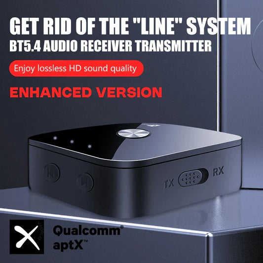 APTX Bluetooth 5.4 Audio Transmitter & Receiver – 2-in-1 Wireless Adapter with Mic & HiFi Stereo